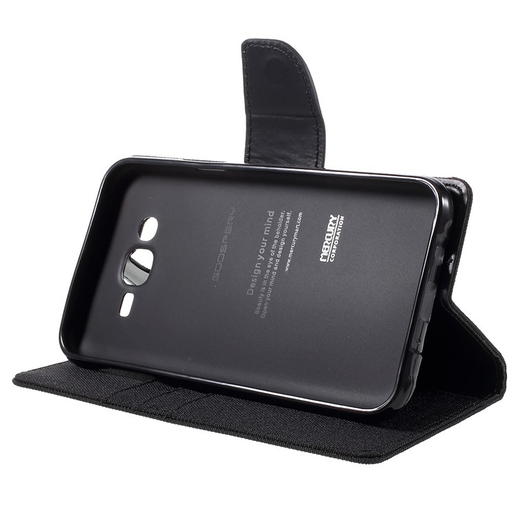 MERCURY GOOSPERY Canvas Leather Cover for Samsung Galaxy J7 SM-J700F - Black-4
