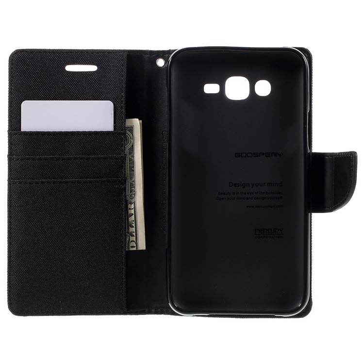 MERCURY GOOSPERY Canvas Leather Cover for Samsung Galaxy J7 SM-J700F - Black-6