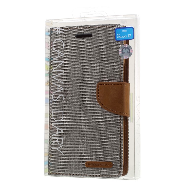 MERCURY GOOSPERY Canvas Leather Case for Samsung Galaxy J7 SM-J700F - Grey-10