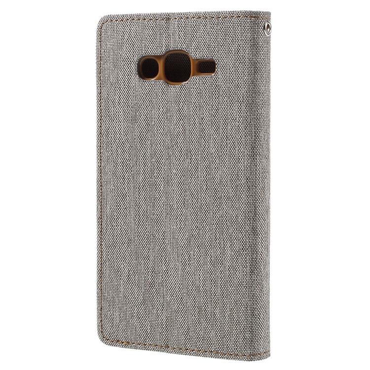 MERCURY GOOSPERY Canvas Leather Case for Samsung Galaxy J7 SM-J700F - Grey-2
