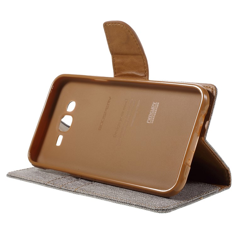 MERCURY GOOSPERY Canvas Leather Case for Samsung Galaxy J7 SM-J700F - Grey-4