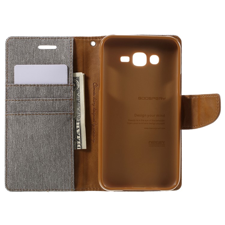 MERCURY GOOSPERY Canvas Leather Case for Samsung Galaxy J7 SM-J700F - Grey-6