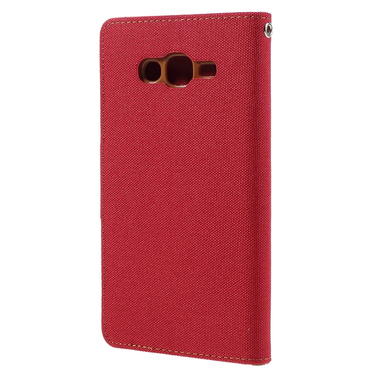 MERCURY GOOSPERY Canvas Leather Wallet Cover for Samsung Galaxy J7 SM-J700F - Red-2