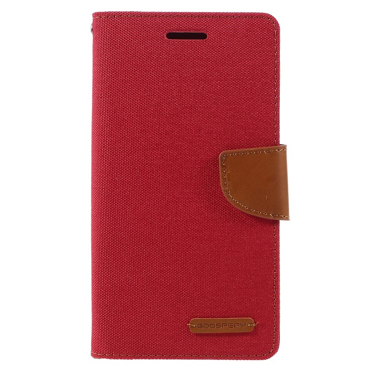 MERCURY GOOSPERY Canvas Leather Wallet Cover for Samsung Galaxy J7 SM-J700F - Red-3