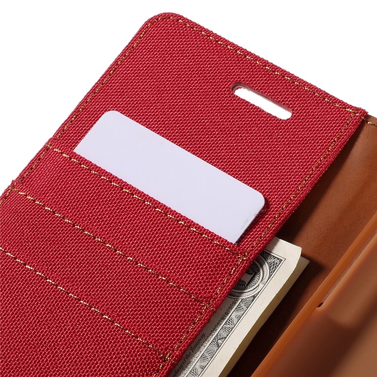 MERCURY GOOSPERY Canvas Leather Wallet Cover for Samsung Galaxy J7 SM-J700F - Red-7