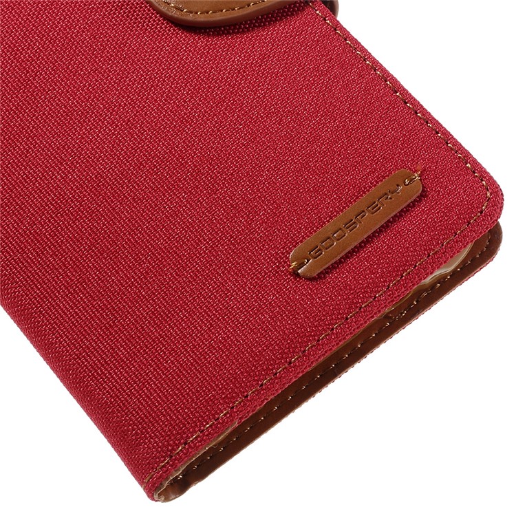 MERCURY GOOSPERY Canvas Leather Wallet Cover for Samsung Galaxy J7 SM-J700F - Red-8