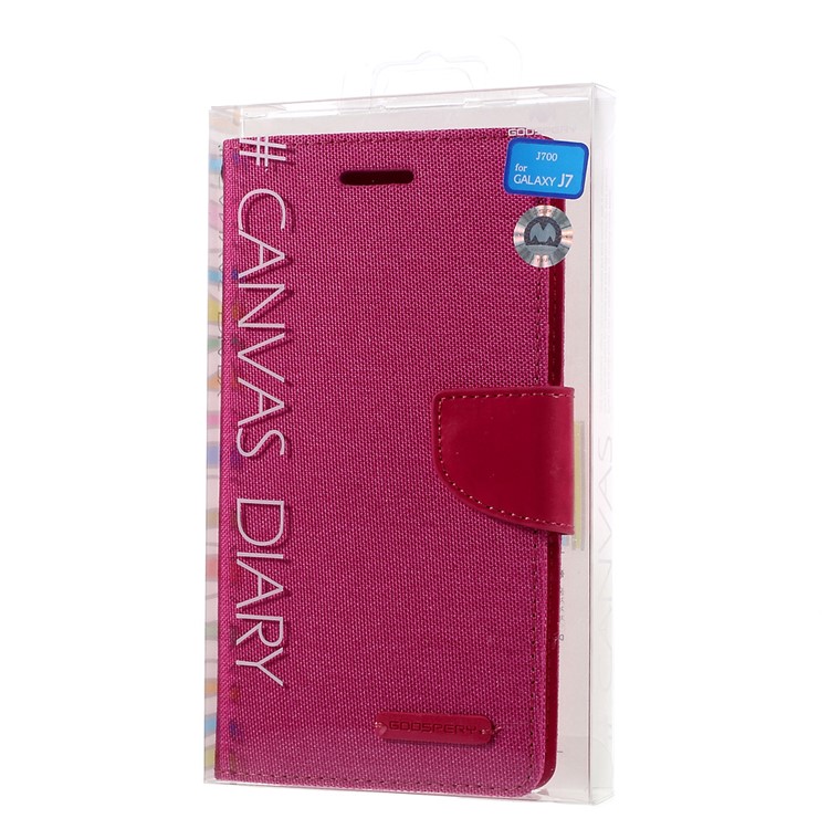 MERCURY GOOSPERY Canvas Leather Wallet Case for Samsung Galaxy J7 SM-J700F - Rose-10