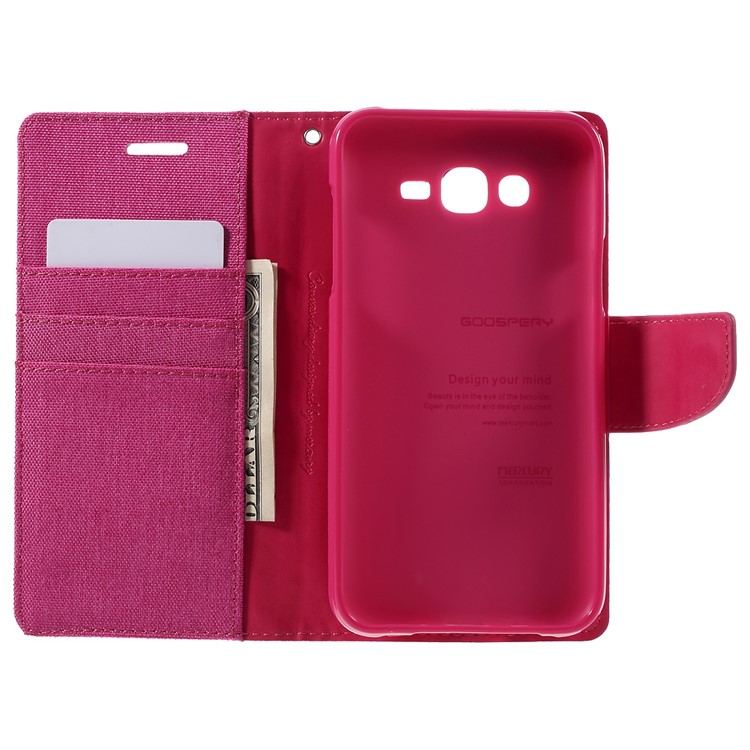 MERCURY GOOSPERY Canvas Leather Wallet Case for Samsung Galaxy J7 SM-J700F - Rose-6