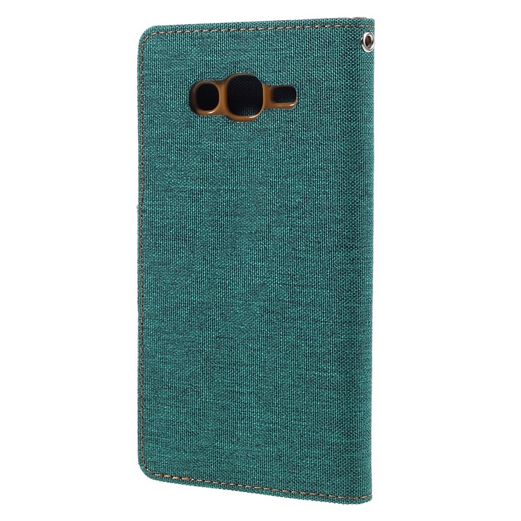 MERCURY GOOSPERY Canvas Leather Stand Cover for Samsung Galaxy J7 SM-J700F - Green-2