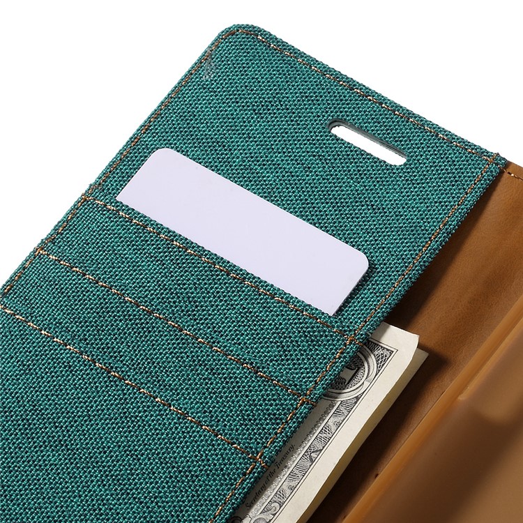 MERCURY GOOSPERY Canvas Leather Stand Cover for Samsung Galaxy J7 SM-J700F - Green-7