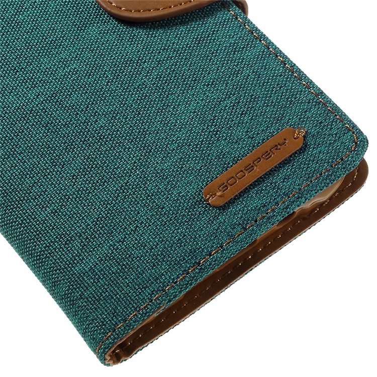 MERCURY GOOSPERY Canvas Leather Stand Cover for Samsung Galaxy J7 SM-J700F - Green-8