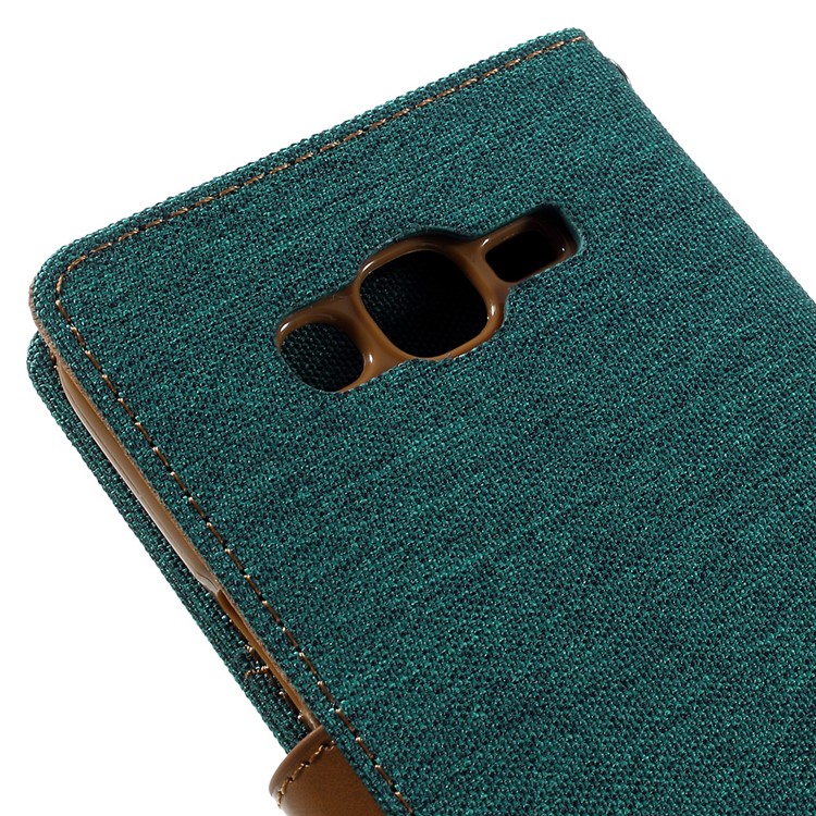 MERCURY GOOSPERY Canvas Leather Stand Cover for Samsung Galaxy J7 SM-J700F - Green-9