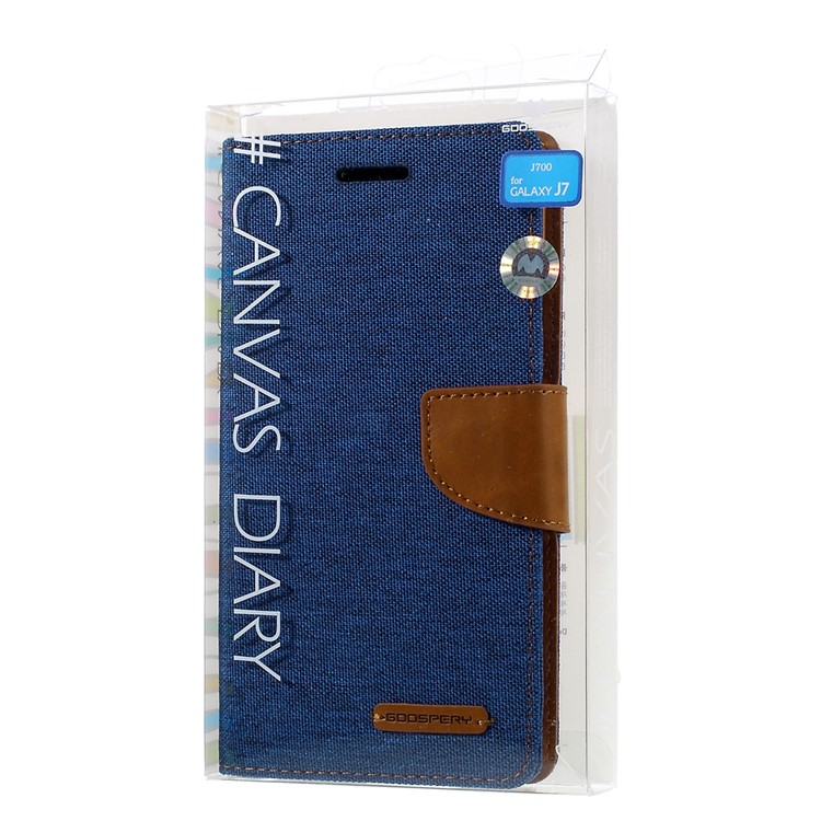 MERCURY GOOSPERY Canvas Leather Cover for Samsung Galaxy J7 SM-J700F - Light Blue-10