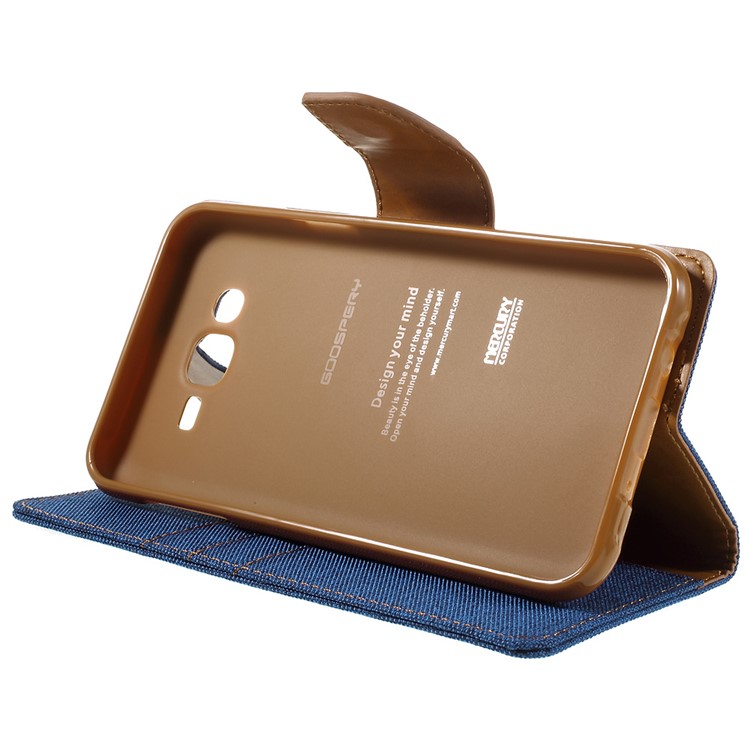 MERCURY GOOSPERY Canvas Leather Cover for Samsung Galaxy J7 SM-J700F - Light Blue-4