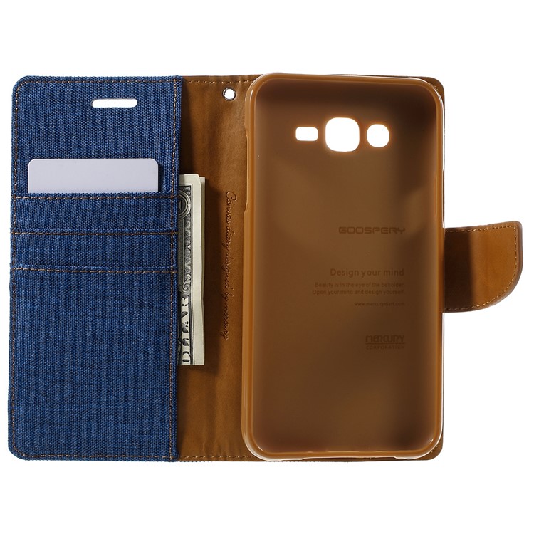 MERCURY GOOSPERY Canvas Leather Cover for Samsung Galaxy J7 SM-J700F - Light Blue-6