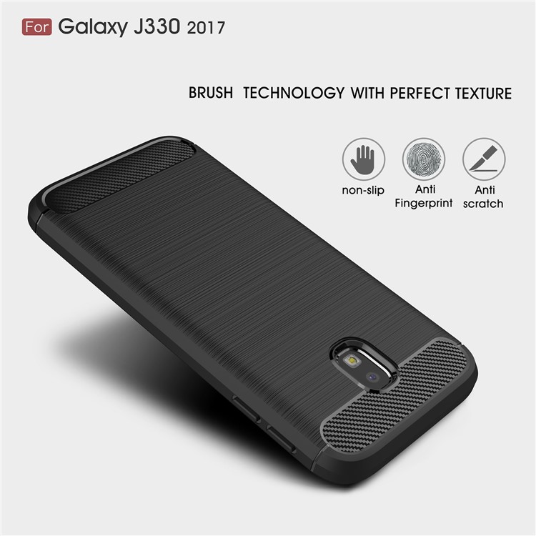50Pcs/Set Carbon Fiber Texture Brushed TPU Phone Case for Samsung Galaxy J3 (2017) EU Version / J3 Pro (2017) - Black-3