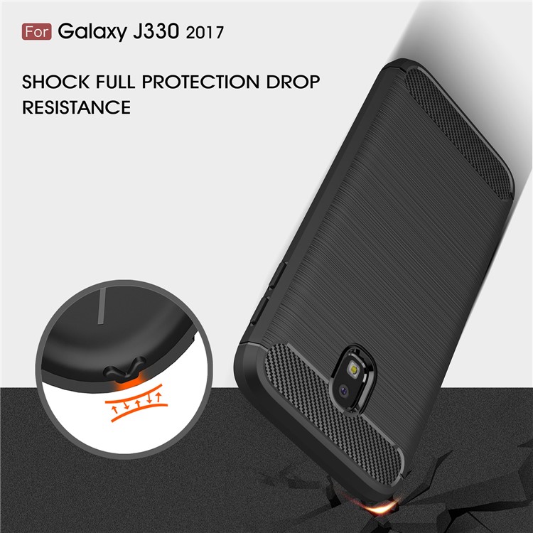 50Pcs/Set Carbon Fiber Texture Brushed TPU Phone Case for Samsung Galaxy J3 (2017) EU Version / J3 Pro (2017) - Black-6