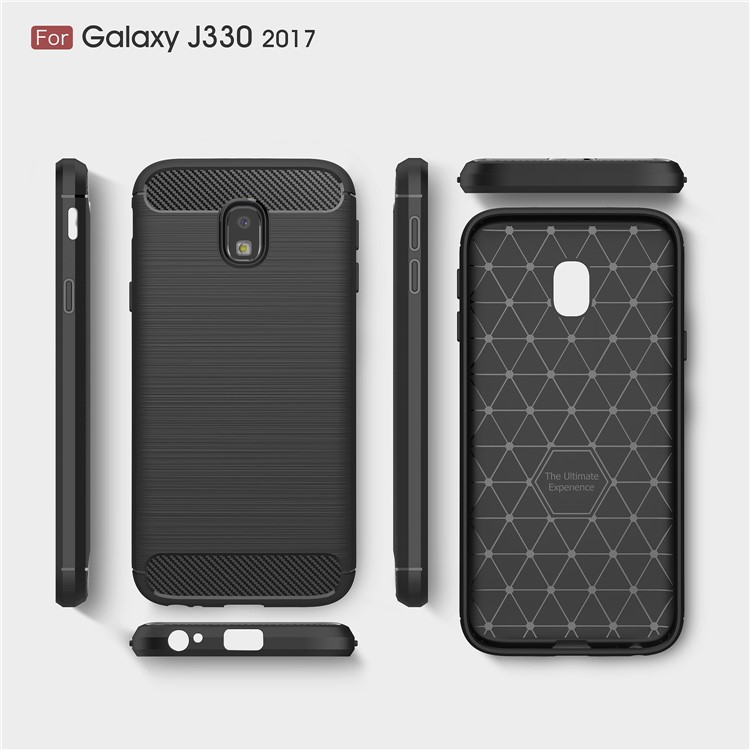 50Pcs/Set Carbon Fiber Texture Brushed TPU Phone Case for Samsung Galaxy J3 (2017) EU Version / J3 Pro (2017) - Black-9