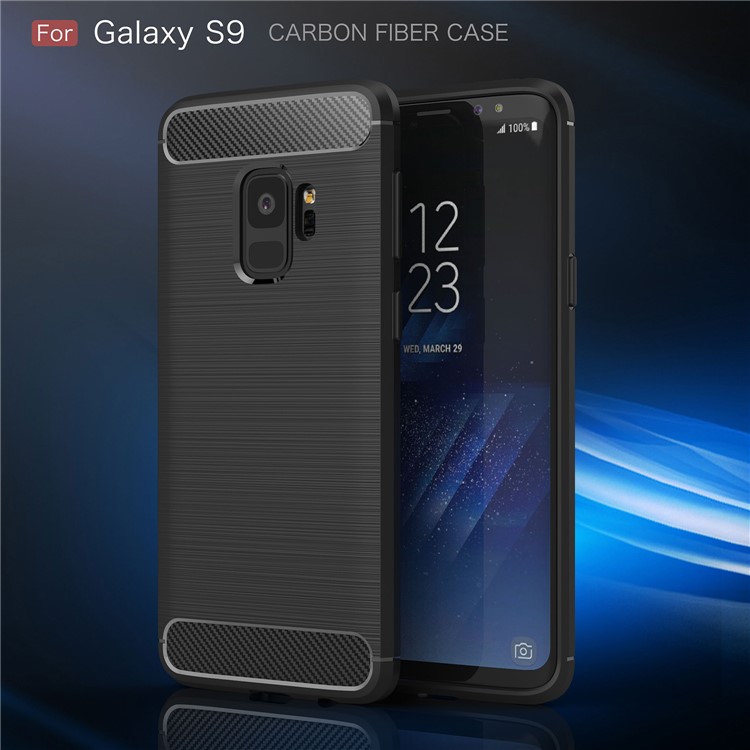 50Pcs/Set Carbon Fiber Texture Brushed TPU Case for Samsung Galaxy S9 G960 - Black-2