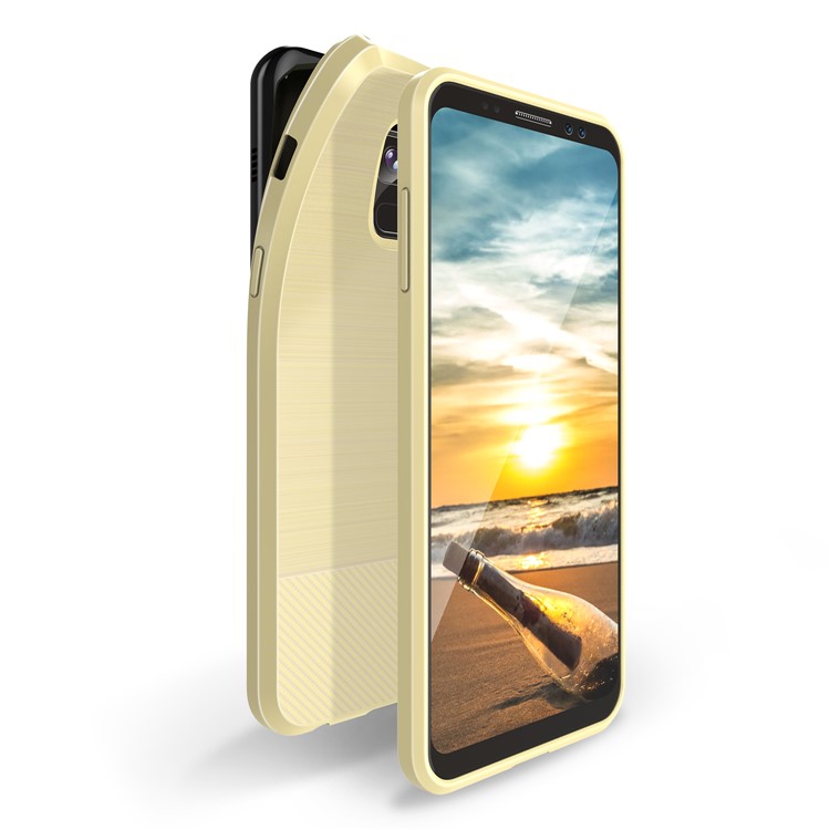 

DUX DUCIS S Series Carbon Fiber Texture Brushed TPU Back Cover for Samsung Galaxy A8 Plus (2018) - Gold