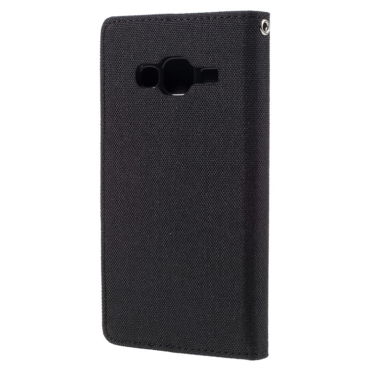 MERCURY GOOSPERY Canvas Leather Wallet Case for Samsung Galaxy J3 / J3 (2016) - Black-2