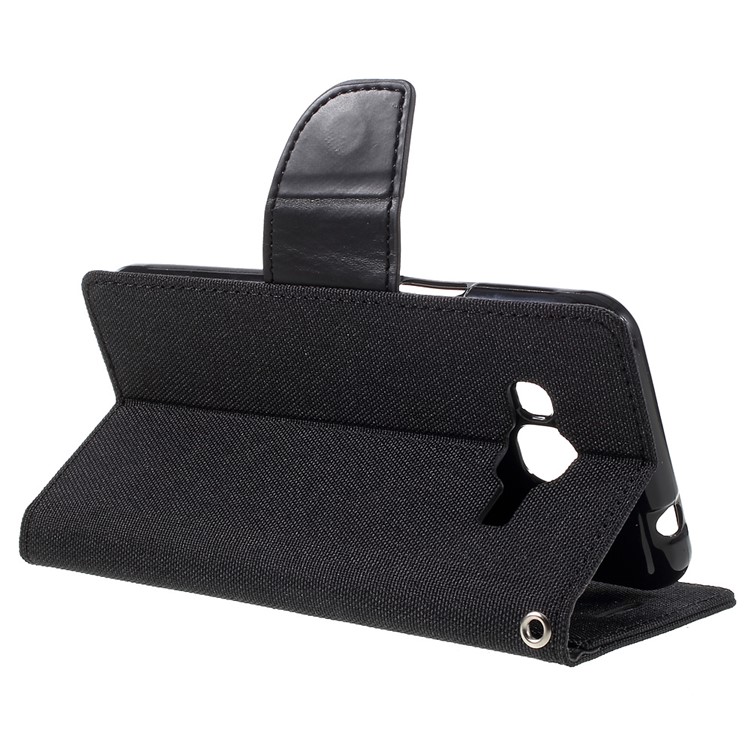 MERCURY GOOSPERY Canvas Leather Wallet Case for Samsung Galaxy J3 / J3 (2016) - Black-5
