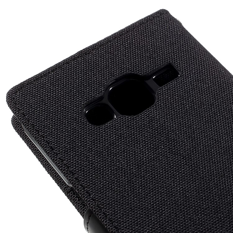 MERCURY GOOSPERY Canvas Leather Wallet Case for Samsung Galaxy J3 / J3 (2016) - Black-9