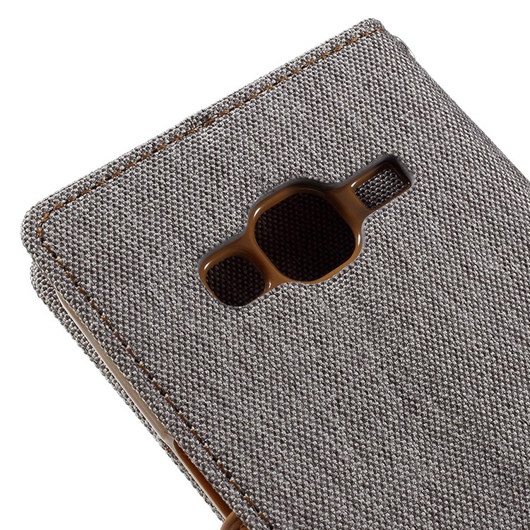 MERCURY GOOSPERY Canvas Leather Wallet Cover for Samsung Galaxy J3 / J3 (2016) - Grey-9