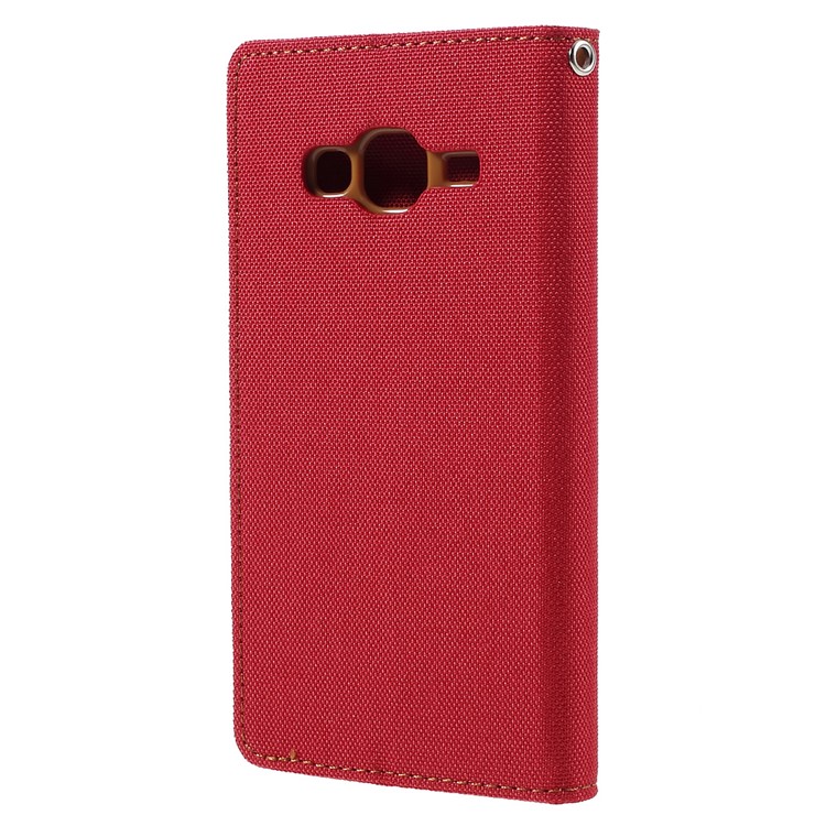 MERCURY GOOSPERY Canvas Leather Wallet Case Cover for Samsung Galaxy J3 / J3 (2016) - Red-2