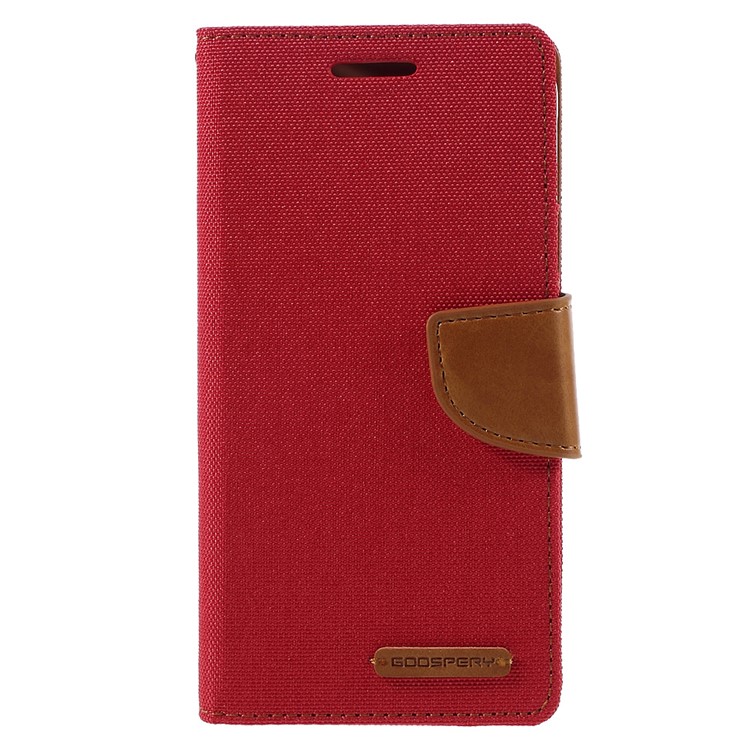 MERCURY GOOSPERY Canvas Leather Wallet Case Cover for Samsung Galaxy J3 / J3 (2016) - Red-3