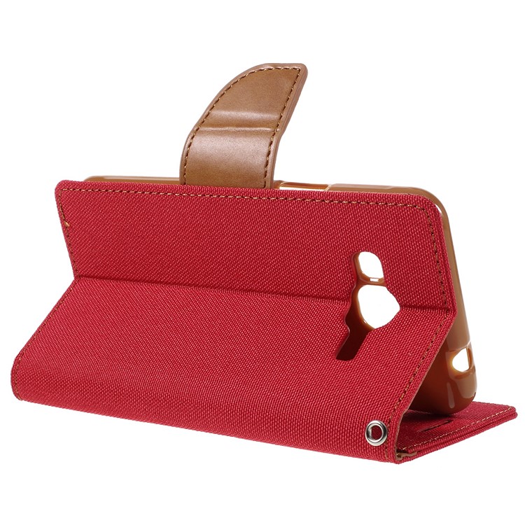 MERCURY GOOSPERY Canvas Leather Wallet Case Cover for Samsung Galaxy J3 / J3 (2016) - Red-5
