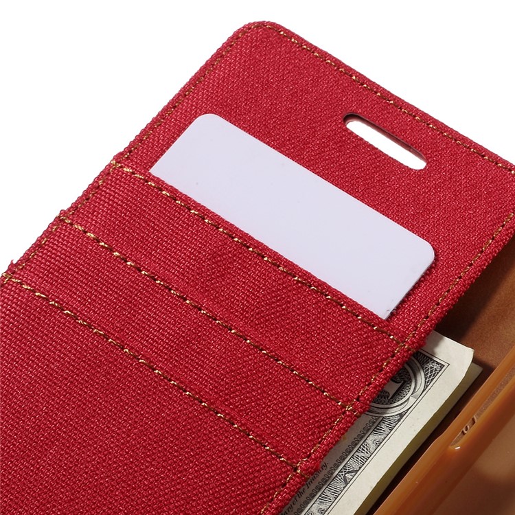 MERCURY GOOSPERY Canvas Leather Wallet Case Cover for Samsung Galaxy J3 / J3 (2016) - Red-7