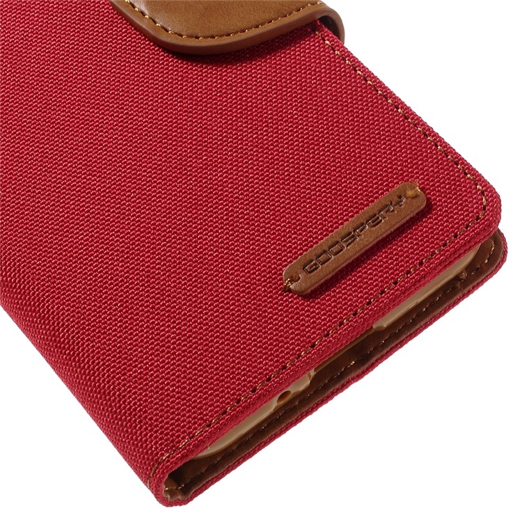 MERCURY GOOSPERY Canvas Leather Wallet Case Cover for Samsung Galaxy J3 / J3 (2016) - Red-8