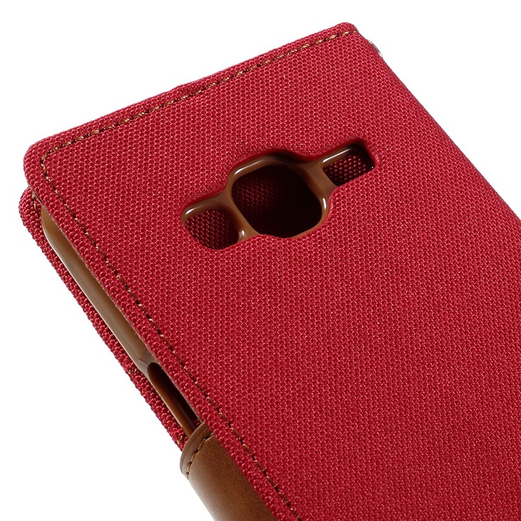 MERCURY GOOSPERY Canvas Leather Wallet Case Cover for Samsung Galaxy J3 / J3 (2016) - Red-9