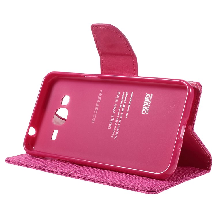 MERCURY GOOSPERY Canvas Leather Wallet Cover Case for Samsung Galaxy J3 / J3 (2016) - Rose-4