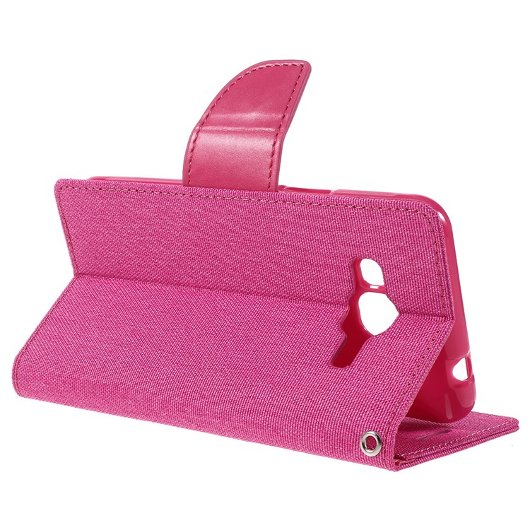 MERCURY GOOSPERY Canvas Leather Wallet Cover Case for Samsung Galaxy J3 / J3 (2016) - Rose-5