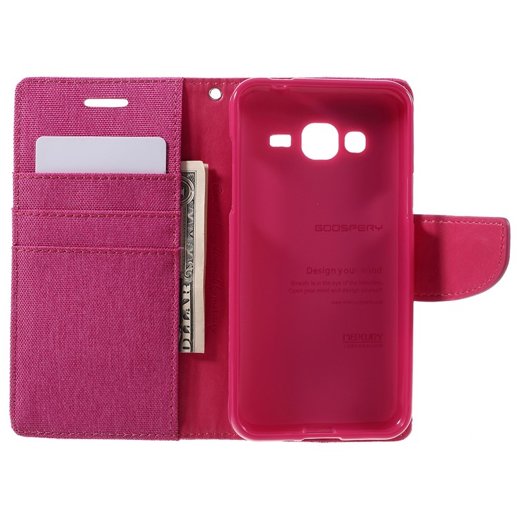 MERCURY GOOSPERY Canvas Leather Wallet Cover Case for Samsung Galaxy J3 / J3 (2016) - Rose-6
