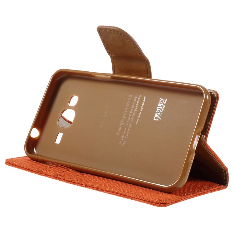 MERCURY GOOSPERY Canvas Leather Card Holder Case for Samsung Galaxy J3 / J3 (2016) - Orange-4