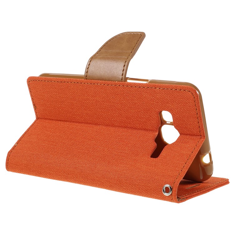MERCURY GOOSPERY Canvas Leather Card Holder Case for Samsung Galaxy J3 / J3 (2016) - Orange-5