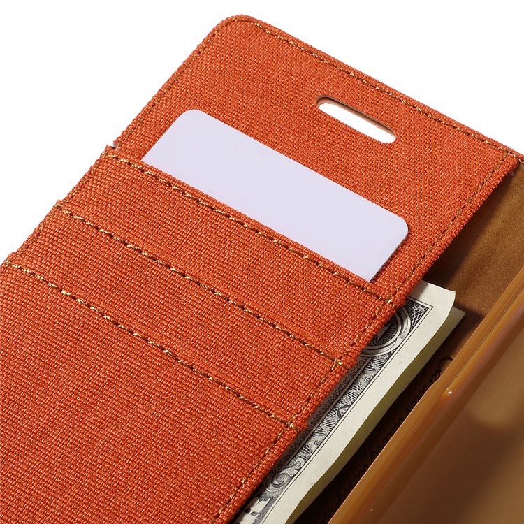 MERCURY GOOSPERY Canvas Leather Card Holder Case for Samsung Galaxy J3 / J3 (2016) - Orange-7