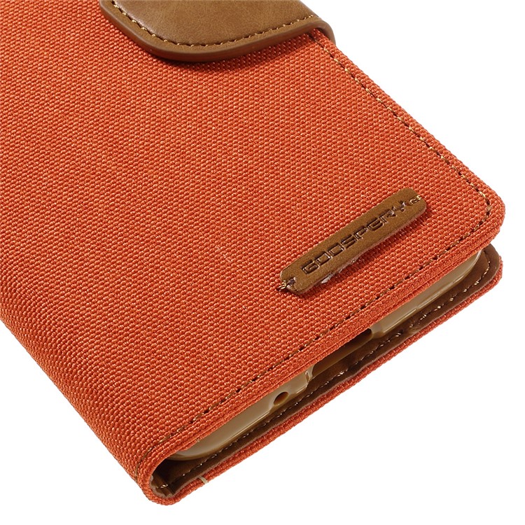 MERCURY GOOSPERY Canvas Leather Card Holder Case for Samsung Galaxy J3 / J3 (2016) - Orange-8