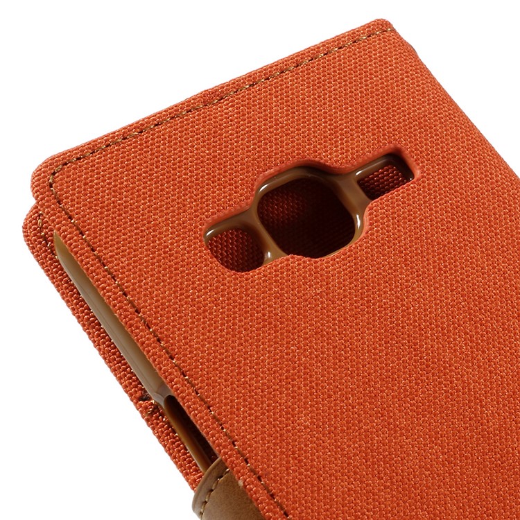 MERCURY GOOSPERY Canvas Leather Card Holder Case for Samsung Galaxy J3 / J3 (2016) - Orange-9