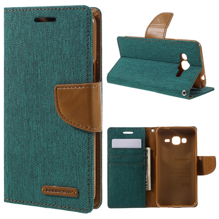 MERCURY GOOSPERY Canvas Leather Phone Case for Samsung Galaxy J3 / J3 (2016) - Green-1