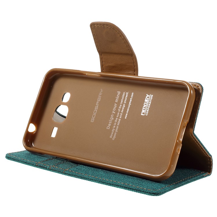 MERCURY GOOSPERY Canvas Leather Phone Case for Samsung Galaxy J3 / J3 (2016) - Green-4