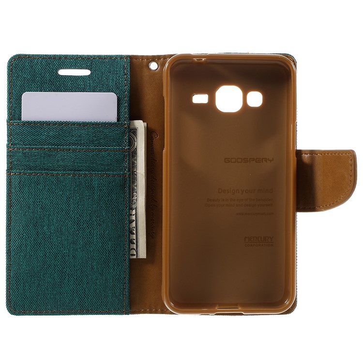 MERCURY GOOSPERY Canvas Leather Phone Case for Samsung Galaxy J3 / J3 (2016) - Green-6