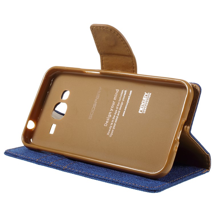 MERCURY GOOSPERY Canvas Leather Wallet Case for Samsung Galaxy J3 / J3 (2016) - Baby Blue-4