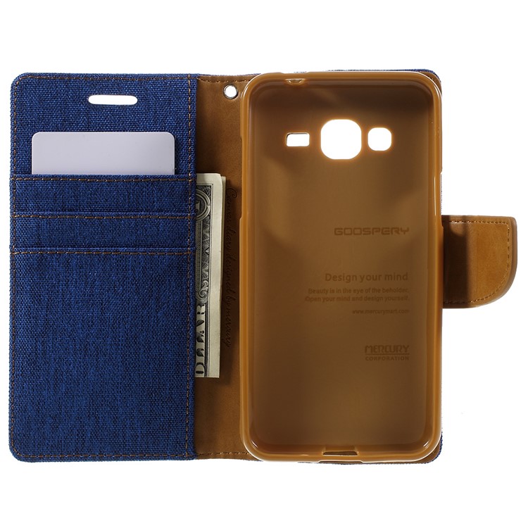 MERCURY GOOSPERY Canvas Leather Wallet Case for Samsung Galaxy J3 / J3 (2016) - Baby Blue-6