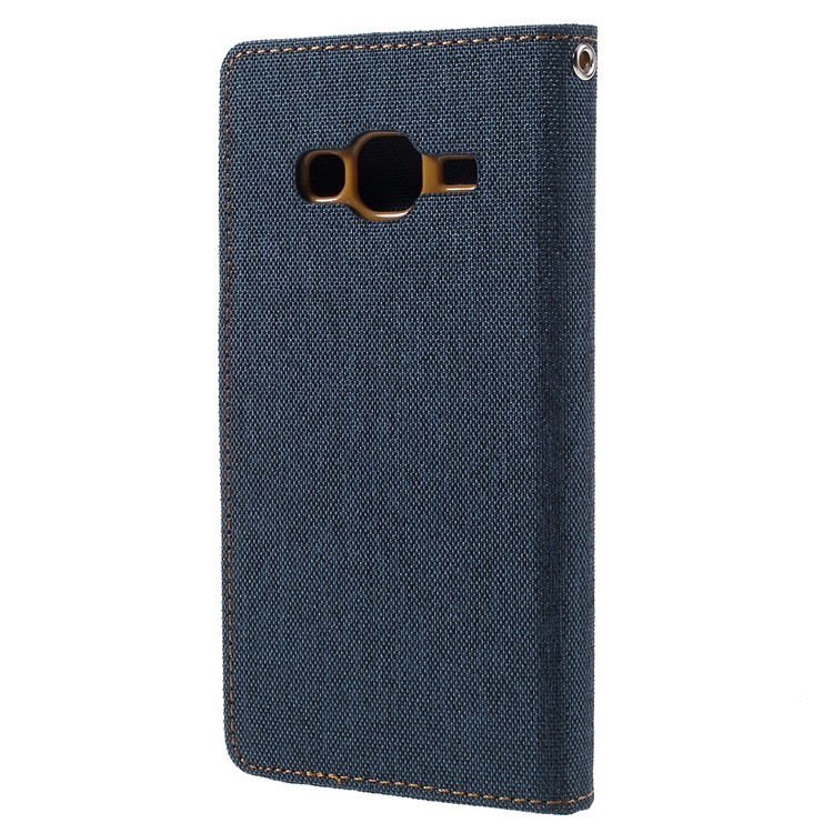 MERCURY GOOSPERY Canvas Leather Magnetic Case for Samsung Galaxy J3 / J3 (2016) - Dark Blue-2