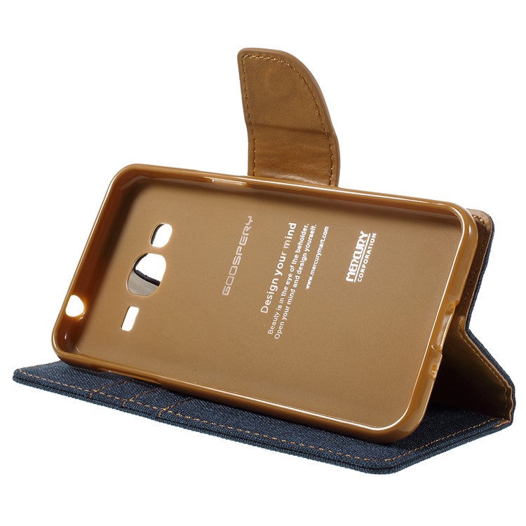 MERCURY GOOSPERY Canvas Leather Magnetic Case for Samsung Galaxy J3 / J3 (2016) - Dark Blue-4