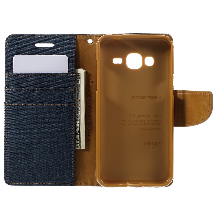 MERCURY GOOSPERY Canvas Leather Magnetic Case for Samsung Galaxy J3 / J3 (2016) - Dark Blue-6